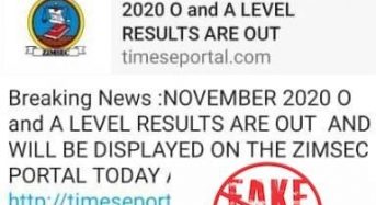 WhatsApp message announcing November 2020 Zimsec results is fake