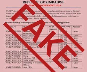 Fact Check: No, World Vision Zimbabwe has not advertised 1,000 jobs