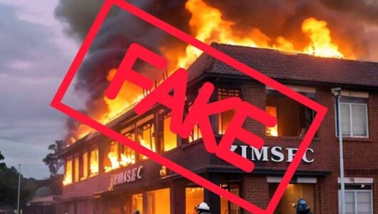 Fact Check: No, this image of the ZIMSEC building up in flames is fabricated